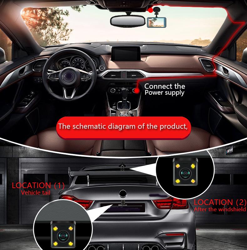 4" Touchscreen Dual Lens 1080p HD Car Recorder - Front & Rear Recording with Reversing Image