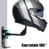 180° Drehung Motorradhelmhalter Wandmontage mit Haken Metall Fahrradhelm Ausstellungsständer Aufhänger für Mäntel Kappen Rugbyhelm