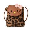 Hello Kitty Fashionable Unisex Nylon Crossbody Bag With Leopard Pattern And Inner Phone Slot For Daily Use