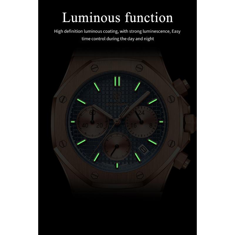 POEDAGAR Luxury Men's Watches Stainless Steel Date Chronograph Male Watch Waterproof Luminous Military Quartz Wristwatch
