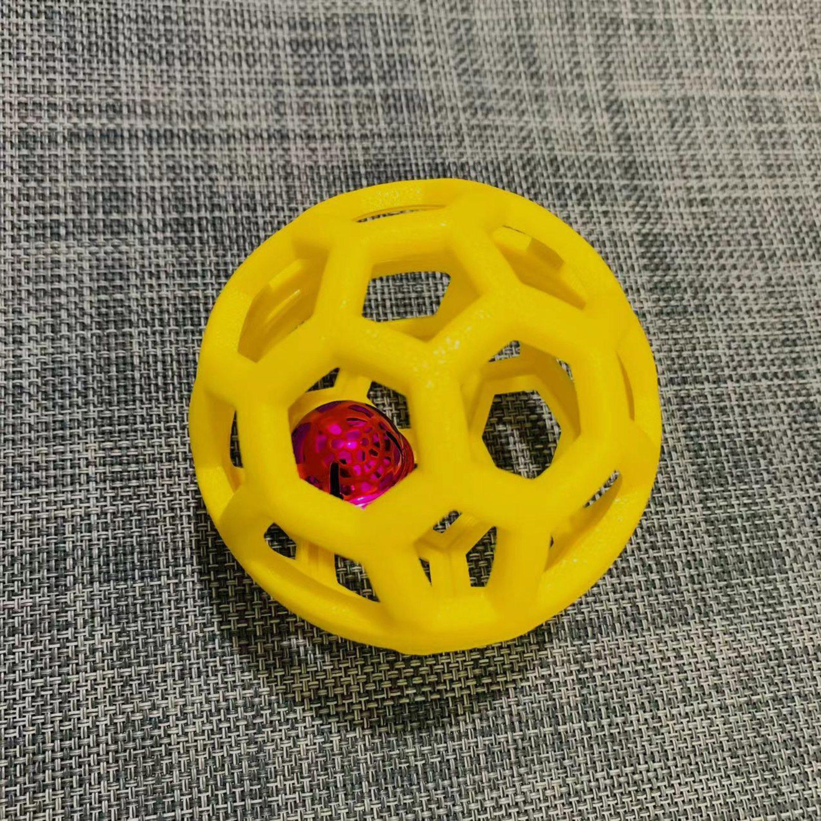 

Puppy Toy Ball, Hollowed-Out Tpr Elastic Sound Ball, Bell Pet Toy Ball One Size