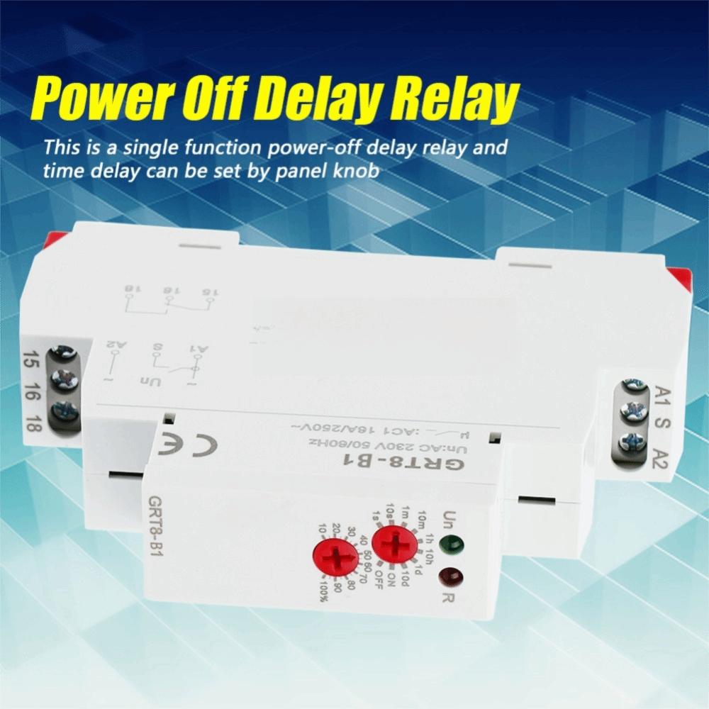 GRT8-B1 Off Delay Time Relay AC 230V Adjustable Delay Off Delay Relay Mini Size Power Off Delay Relay Power Management