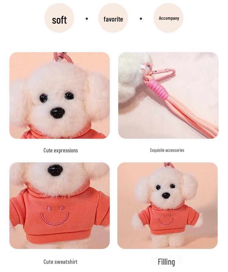 Adorable Plush Puppy Hoodie Keychain - Charming Bag Accessory & Gift for Friends
