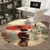 Traditional Japanese Kimono Chair mat Round Rug-Office carpet, Machine Washable, Non-slip, Suitable for Living Rooms, Bedrooms