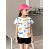 27Home Brand Children's Clothing Pure Cotton Printed Short-Sleeved T-Shirt 2024 Summer Girls Korean Style T-Shirt Baby Clothes