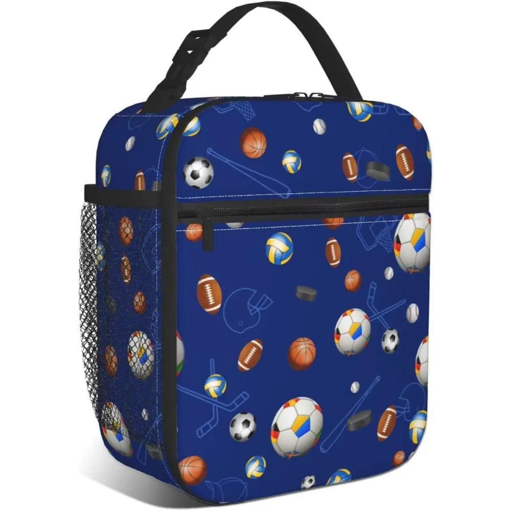 

Auronewt Cartoon Football Lunch Box for Kids Boys Insulated Cooler Thermal Cute Lunch Bag Bento Tote for School Picnc Beach 26x21x11CM бежевый