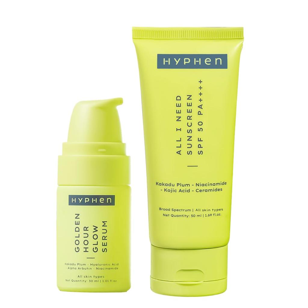 Hyphen Daily Day-Care Routine with Face Serum & Moisturizing Sunscreen SPF 50 | Glow & Protect Skincare Essentials for All Skin Types | Rich In Nia