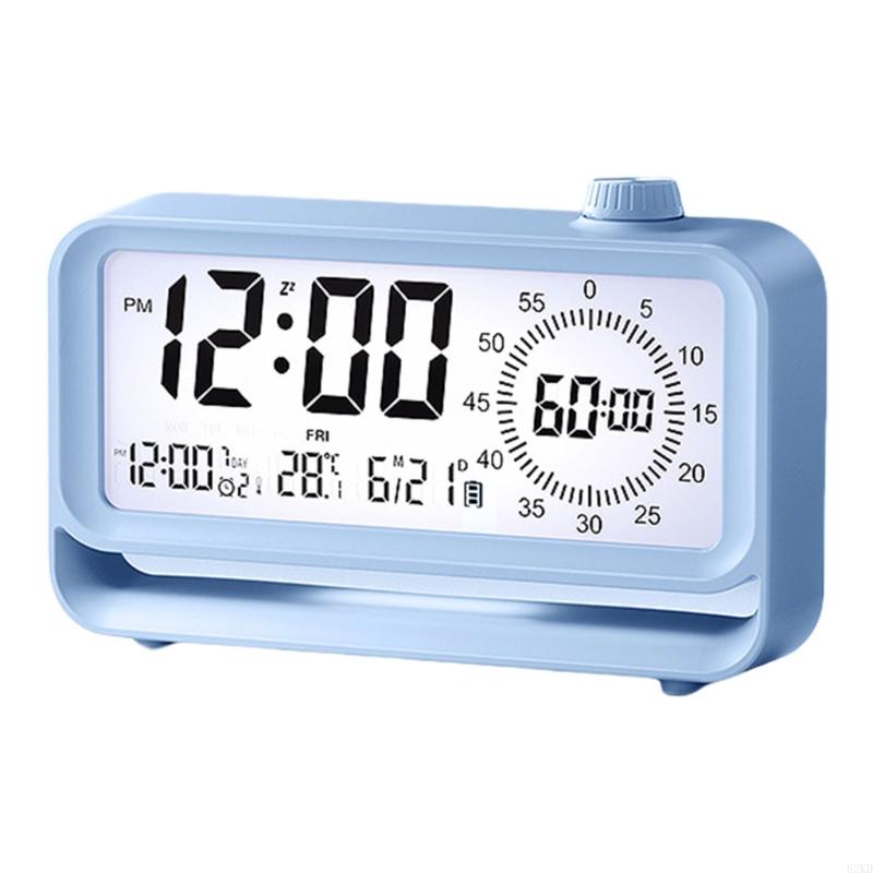 62KD Rechargeable Kids Digital Alarm Clock 60 Minutes Visual Timers LCD Display Clock with Night Light for Time Management