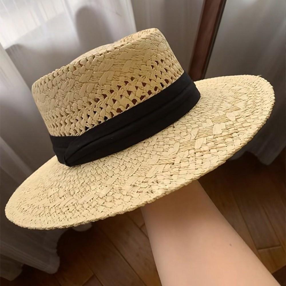 Wide Brim Western Cowboy Hat Sunscreen Visor Cap Fashion Hollow Straw Hat  Vacation