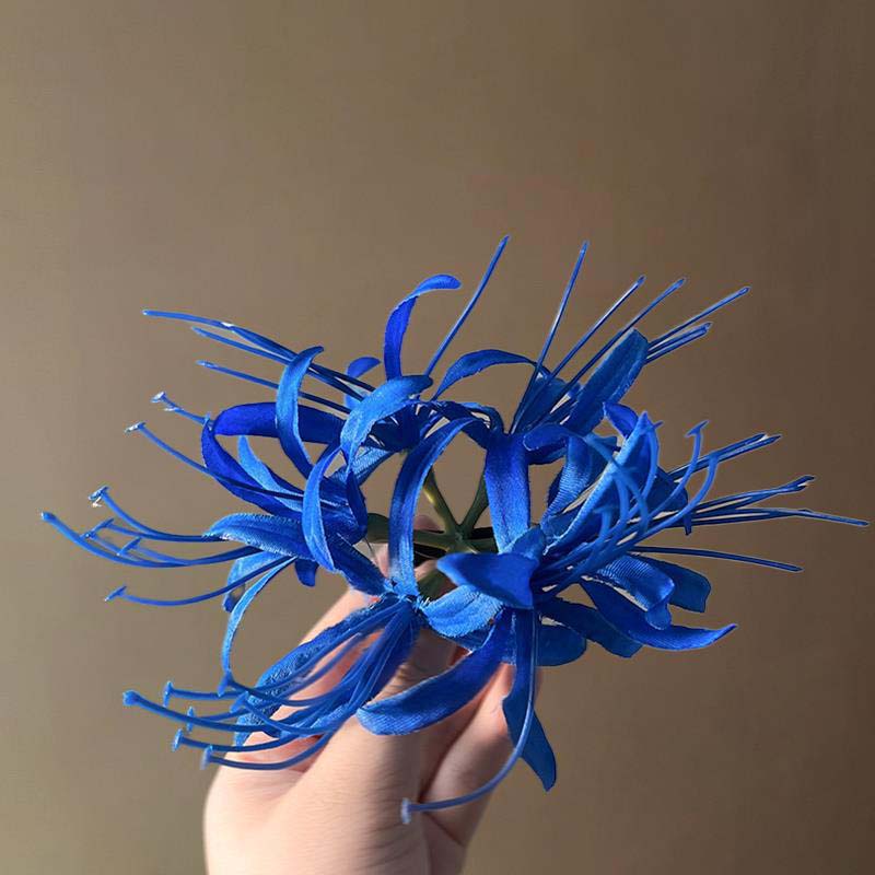 

Заколка для волос в китайском стиле, синий искусственный цветок, для женщин, элегантная, трехмерный цветок, зажим-уточка, боковой зажим, головной убор