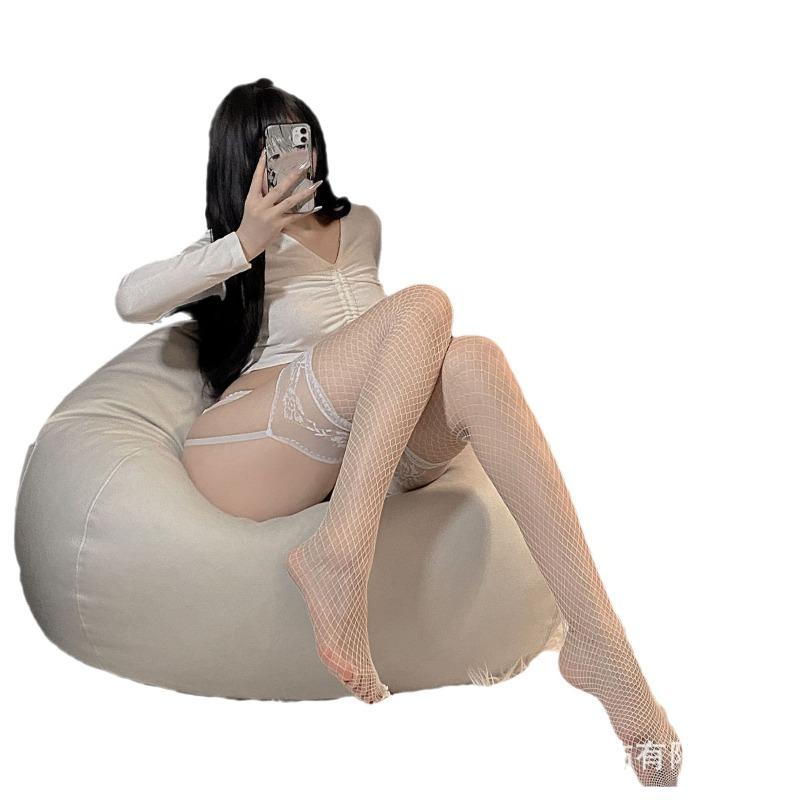 Sexy Lace Suspender Socks Women's Suspender Fishnet Socks Red Edge Black Silk Over Knee Thigh Socks Sexy Open Crotch Large Size Mood