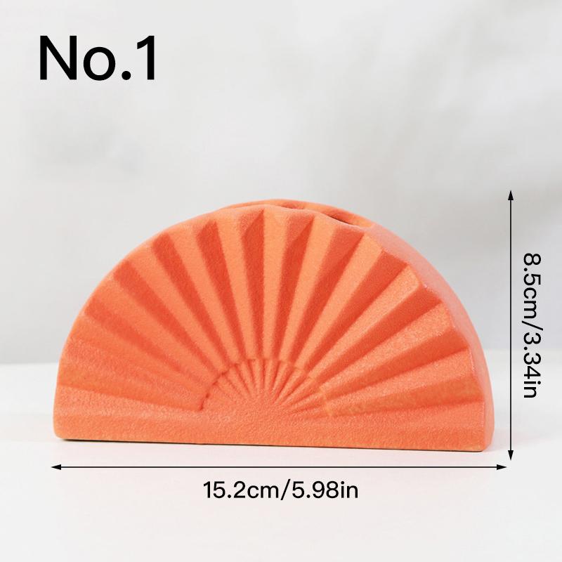 Fan-shaped Art Vase Flowerpot Ceramic Hydroponic Vase Flower Arrangement Home Decor Desktop Ornaments Garden Decoration