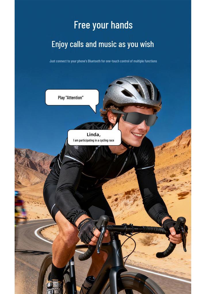 Smart Bluetooth Cycling Glasses: AI Translation, Wireless Calls & Music, S2 Sports Sunglasses