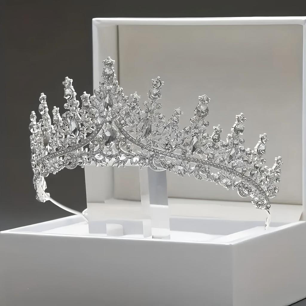 1pc Luxury Jewelry Hair Accessories Exquisite Rhinestone Tiaras for Party Weddings Photography Props Perfect Gift Women's Crown