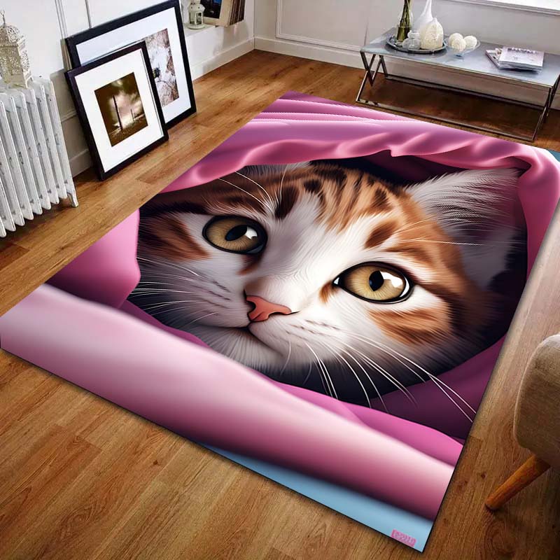 Cat Sticking Its Head Out Pattern Carpet for Bedroom Living Room Bedside Sofa Floor Mat Modern Home Decor Area Rug Large Size