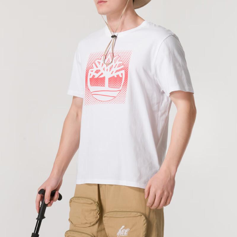 Timberland Outdoor Commuting Sports Loose Comfortable Pattern Printed Round Neck Casual Short Sleeve T-Shirt Men Tops White A2Q8D-100