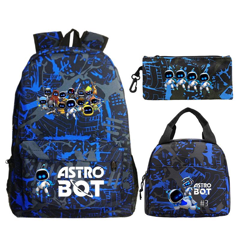 Game Astro bot peripheral printing fashion primary and secondary school students schoolbag three-piece set multi-function large capacity
