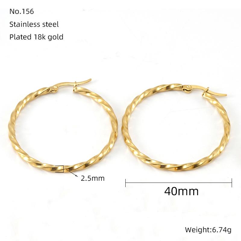 

European and American 18K Personalized Circle Earrings Women s Simple Gold-plated Corrugated Earrings Buckle Earrings