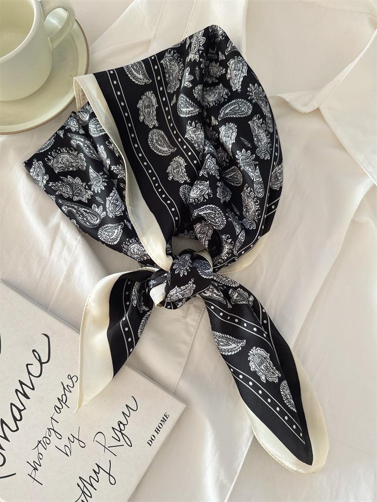New Small Square Scarf Simple High-end Cashew Flower Waist Silk Scarf Women's High-end Fashion Versatile Belt Accessories