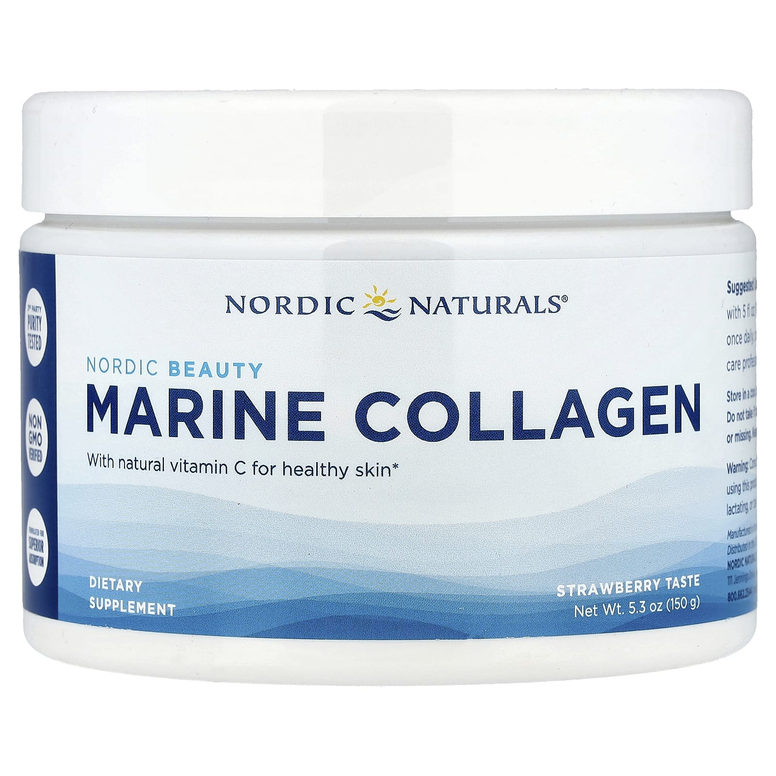 

Nordic Beauty, Marine Collagen with Vitamin C, Strawberry Flavor, 150G(5.3Oz)