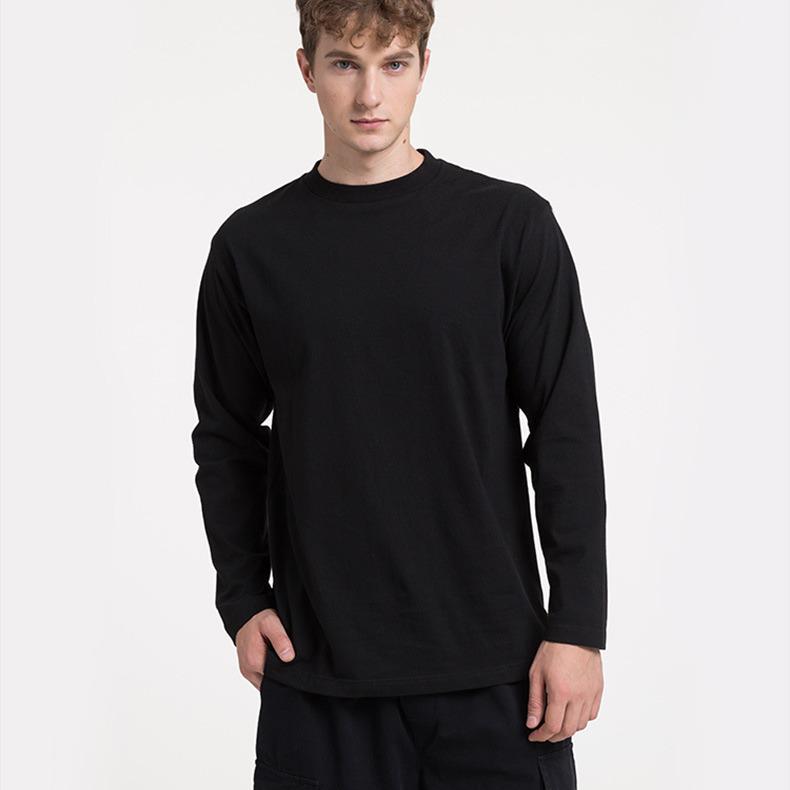 220g Heavyweight Pure Cotton Unisex Long Sleeve T-shirt - Loose Fit Solid Color Casual Sweatshirt