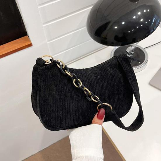 Damen Kord Schultertasche Stilvolle Handtasche mit oberem Griff Halbmond Handtasche Einfache Achseltasche für Einkaufen Pendeln Date