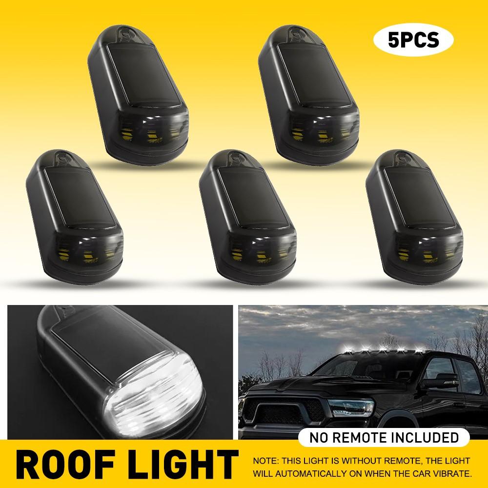 5pcs Wireless Solar Cab Lights Punch Free LED Roof Lamps Cold White Waterproof
