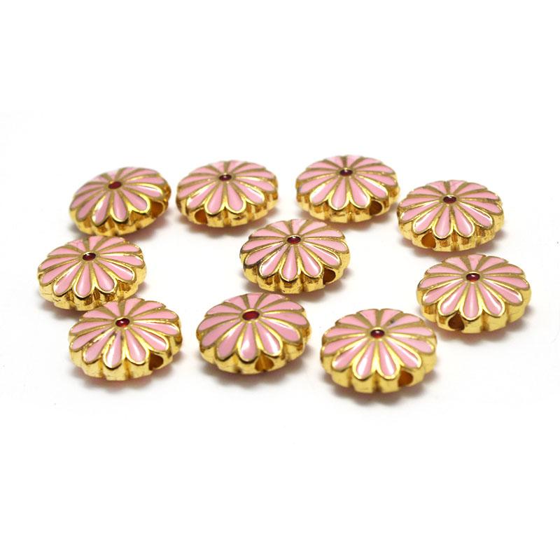 10pcs Copper Metal Drop Oil Flower Spacer Beads Charm for Jewelry Making Beads Accessories fit Earrings Bracelet DIY Accessories