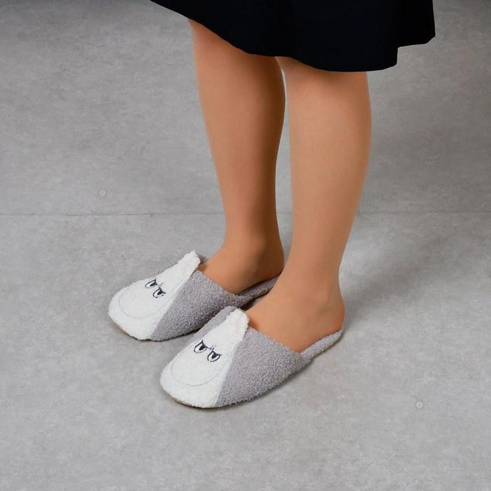 Marushin Slippers Moomin Face Slippers/Moomin Knit Fabric Fluffy 1445032400 (Approx. 22-24cm)