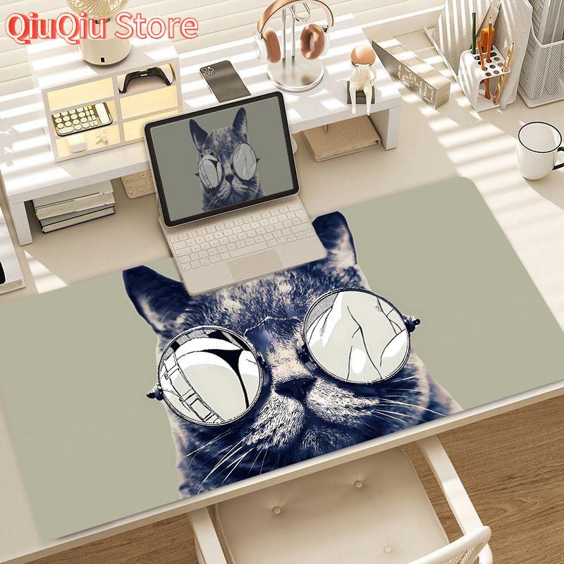 Cat Kawaii Mouse Pad Large Cute Girl Laptop Keyboard Pads Cartoon Lock Edge Wrist Mat