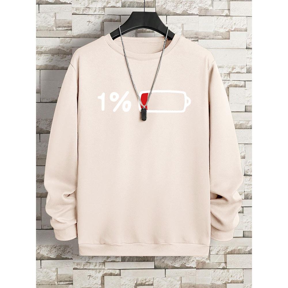 Naléhavé Pro Nabíjení 1% Vtipný Potisk Pánské Oblečení Vzor Volná Mikina Nová Oversized Dlouhý Rukáv Street Dámské