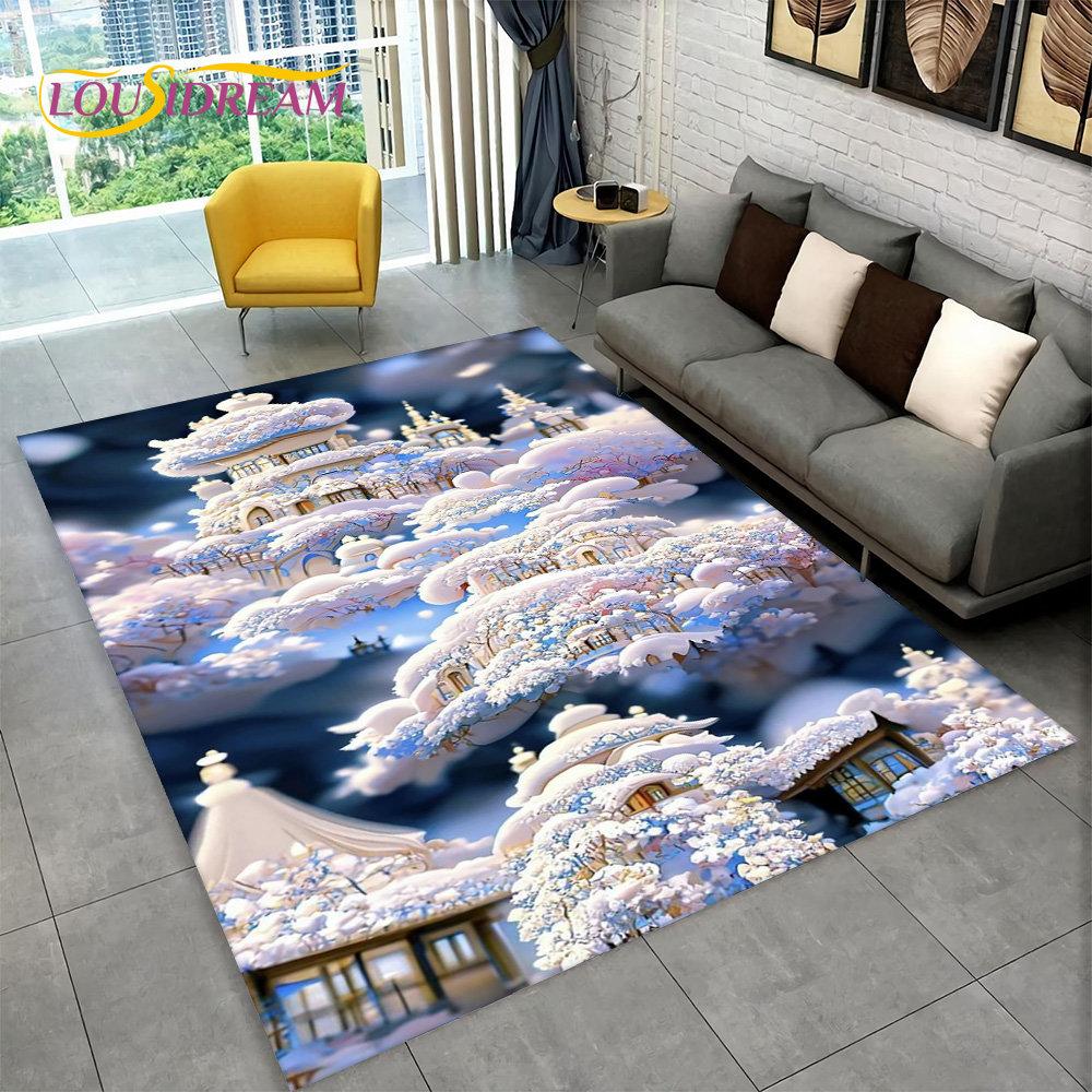 3D Beautiful Dream Magic Castle Scenic Area Rug,Carpet Rug for Living Room Bedroom Sofa Doormat Kitchen Decor Non-slip Floor Mat