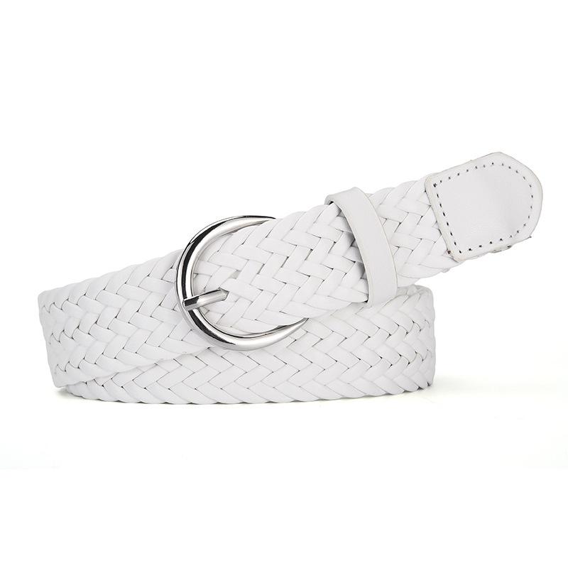 Retro Korean Style Women's Wide Leather Belt - Handmade, Versatile, Buckle-Free Woven Design for Dress & Pants