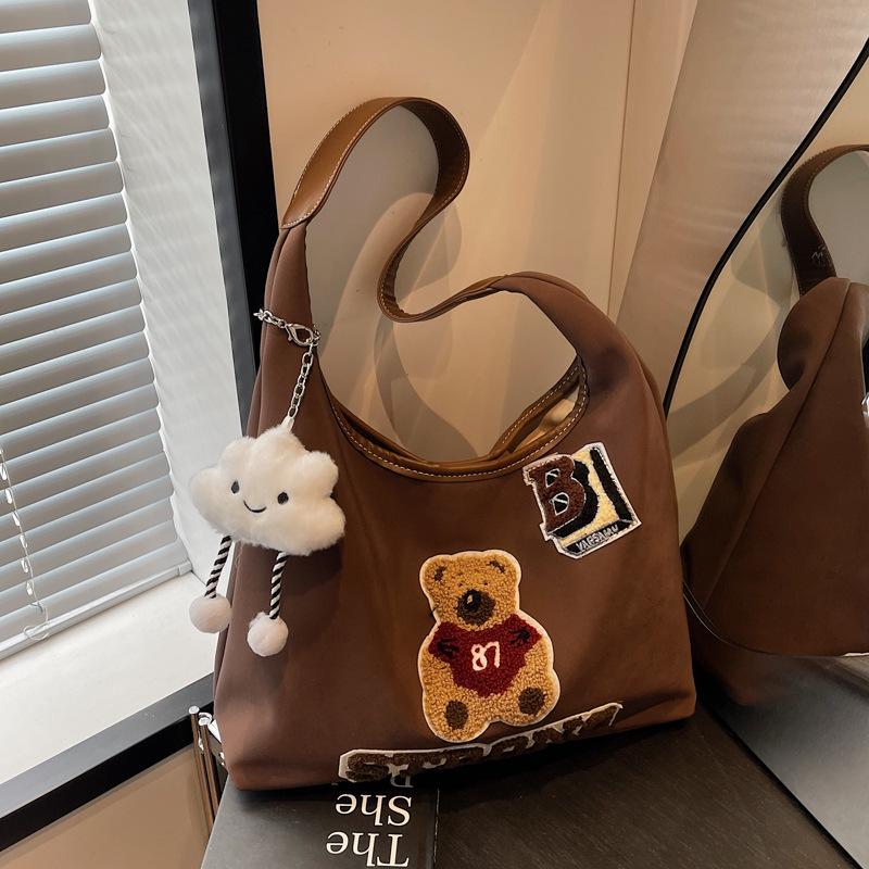 

2025 Women s Casual Autumn/Winter Teddy Bear Tote – Large Capacity Shoulder Bag for Work and Class Single bag кофейный