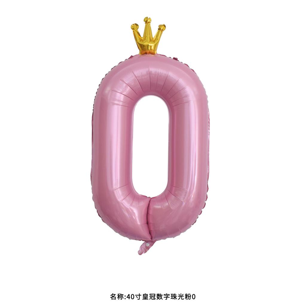 42-Inch Large Pink Crown Aluminum Film Digital Balloon Children'S 1St Birthday Party Decoration Photo Props