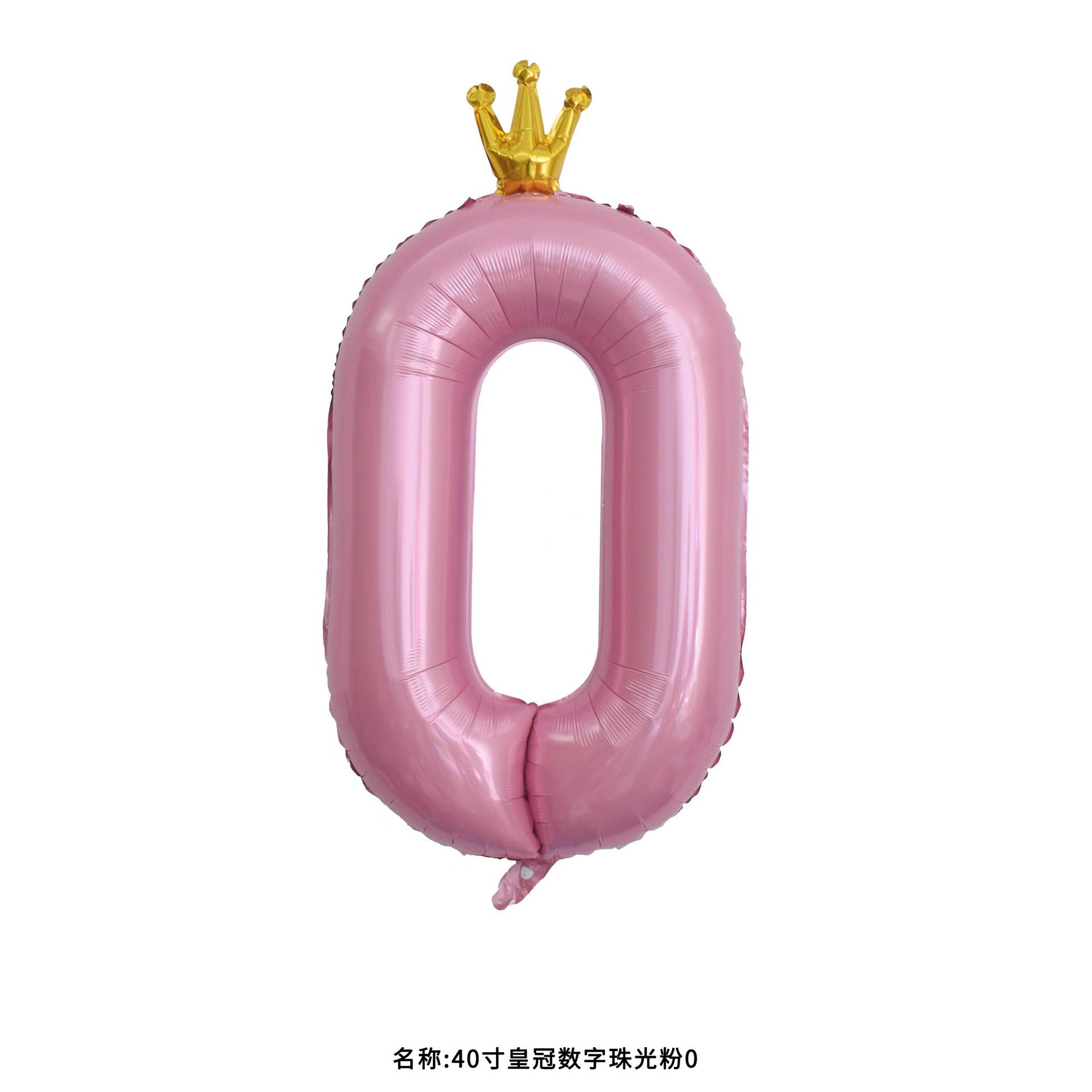 

42-Inch Large Pink Crown Aluminum Film Digital Balloon Children S 1St Birthday Party Decoration Photo Props 42 inch pink crown number 0