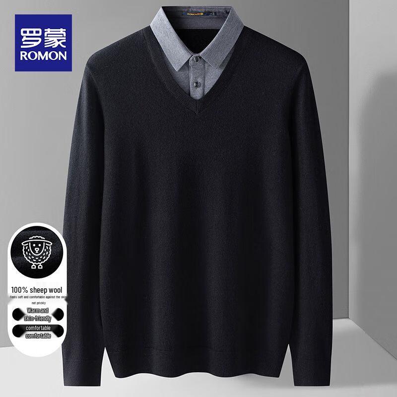 

Romon Men s 100% Wool Polo Knit Sweater 3XL