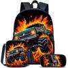 3Pcs Soccer Crown Number 7 Backpack Set,Football Print School Backpack with Lunch Bag and Pencil Case,Kids Sports Bookbag Set for Student Daily School