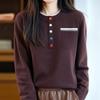 Navava BuTTon PoinT Henley Neck Long Sleeve KniT T shirT Nk3245