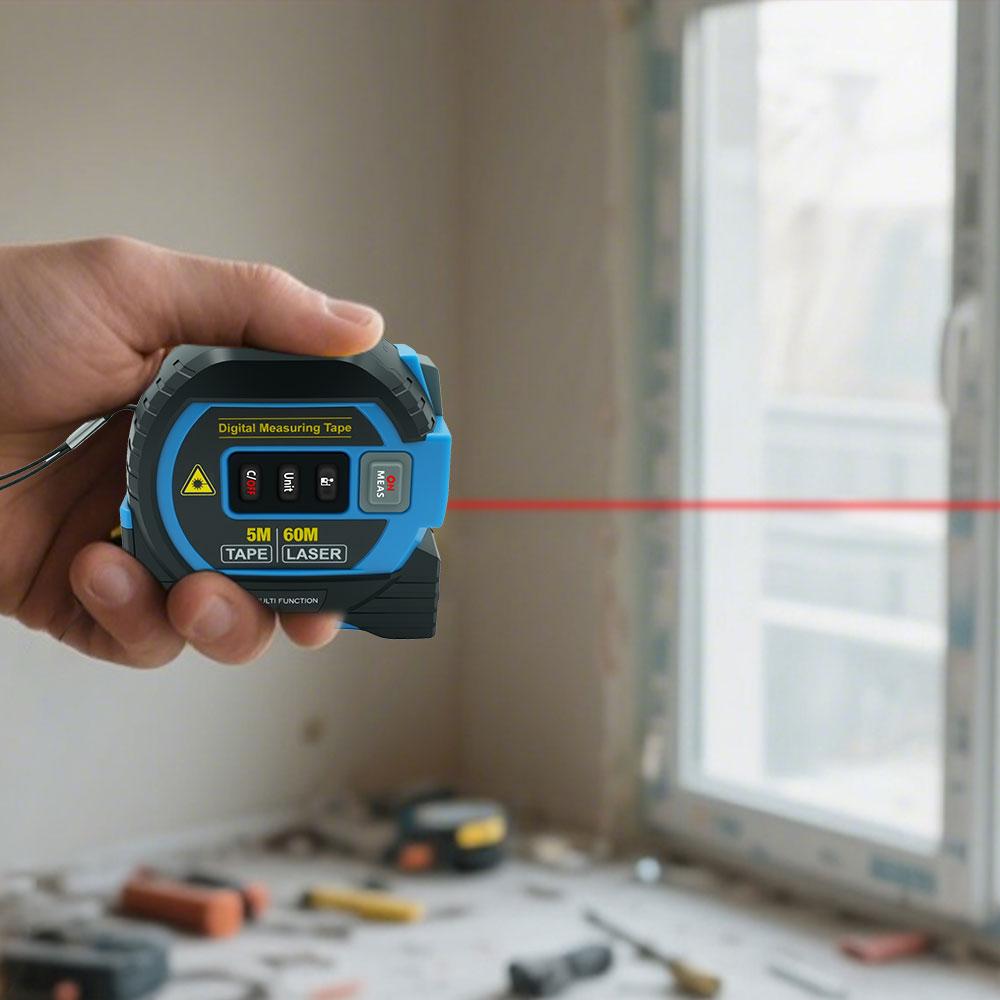 Laser Tape Measure Meter Building Measurement Device 3in1 Laser Rangefinder 5M Tape 60M Laser Measure with LCD Digital Display