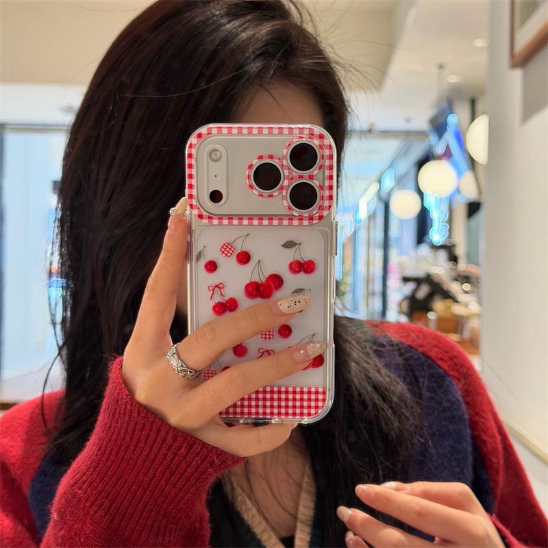 Cherry Grid Drop-Proof Phone Case for iPhone 14/13/12/11 Pro/Pro Max