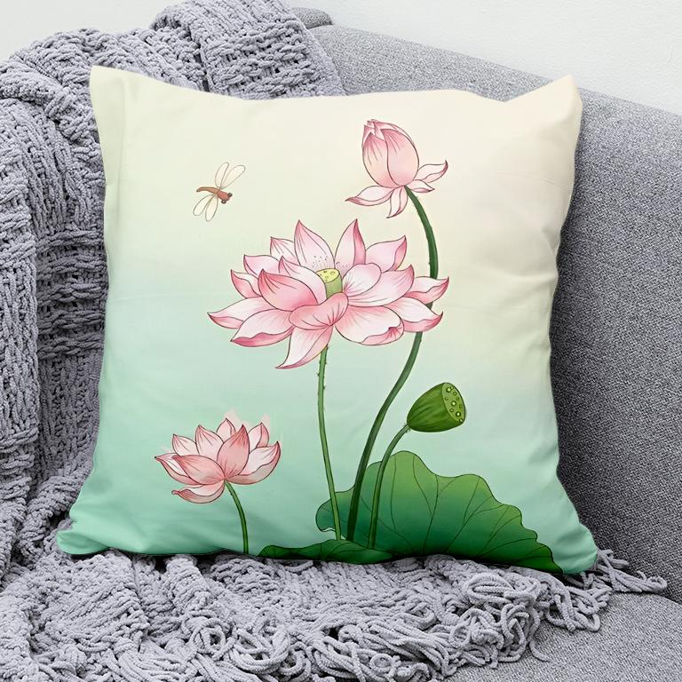 Car Living Room Sofa Cushion Cover Luxury Home Decoration Pillow Cover Chinese Style Lotus Koi Pattern