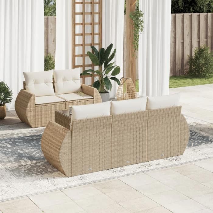 VidaXL Garden Lounge Set with Cushions 6 Pcs Beige Braided Resin 3253435
