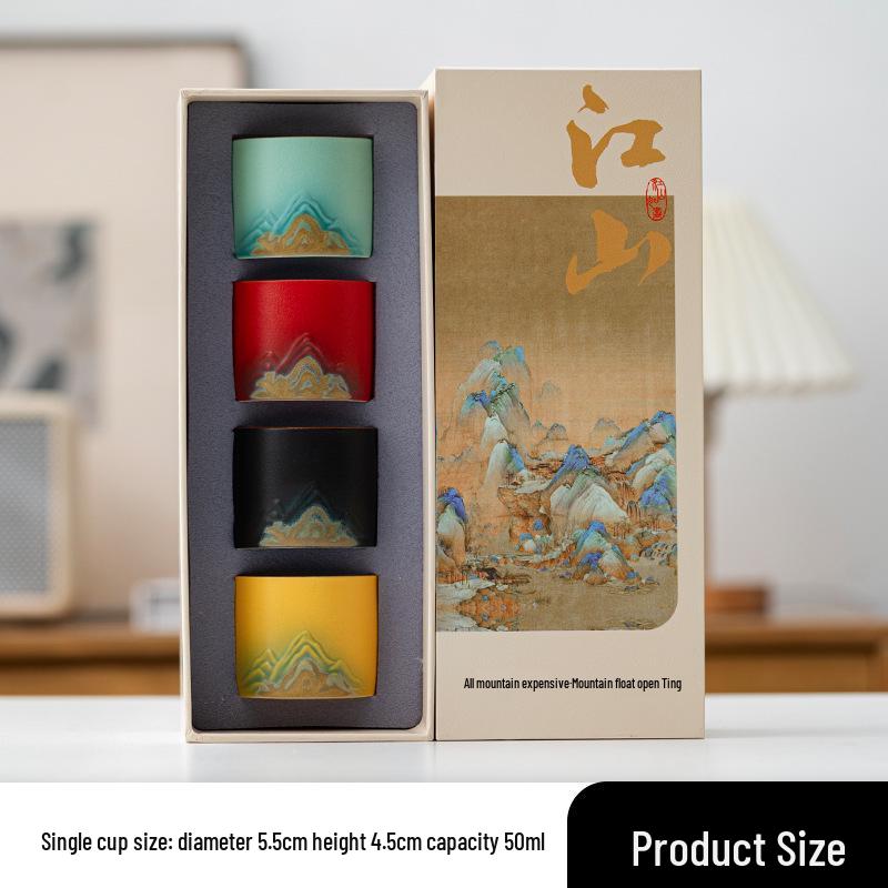 Jiangshan Teacup: Palace Museum Cultural Ceramics - Creative National Tide Souvenir Cup Gift Box.