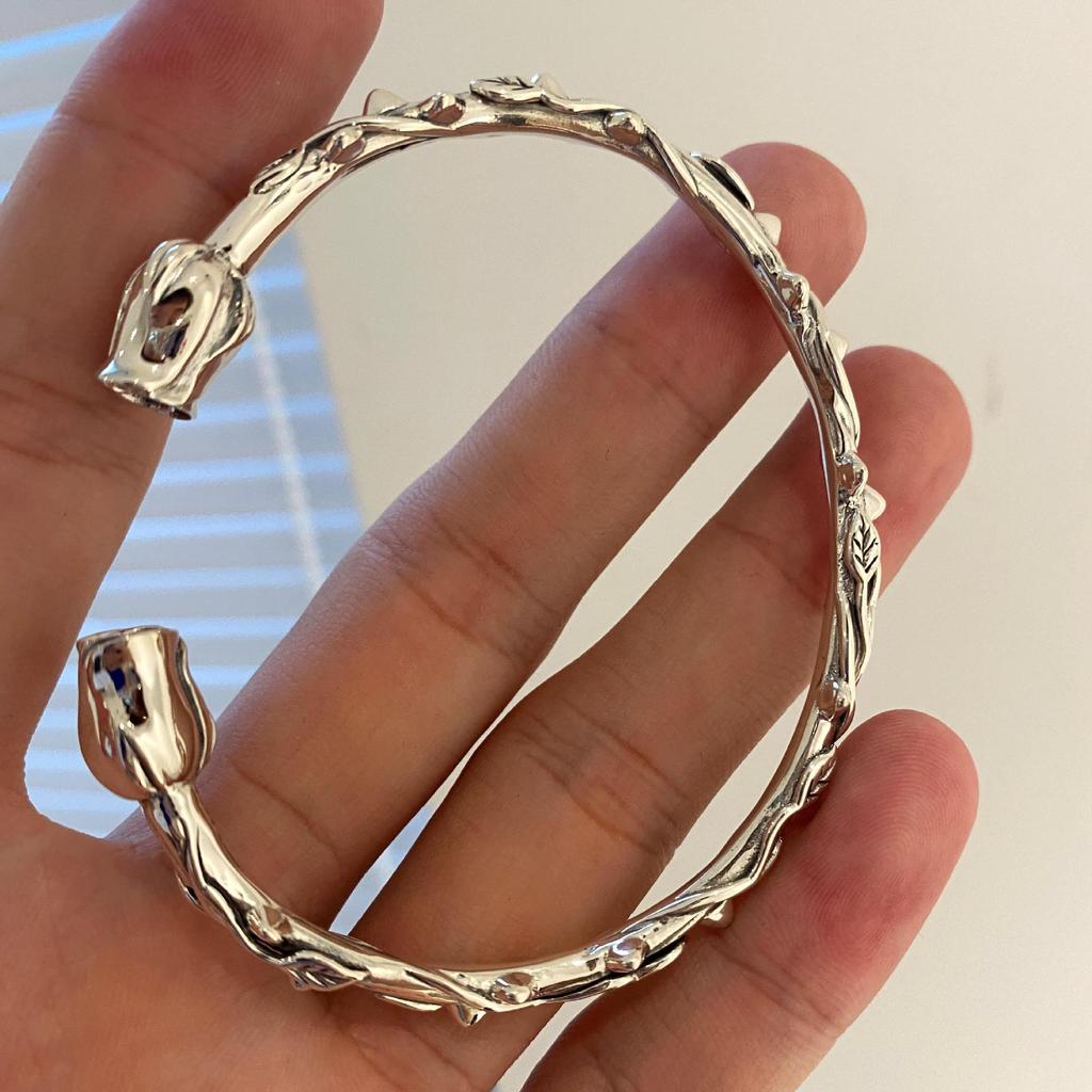 925 Silber Schwerindustrie High-End Sense Öffnung Dorn Rose Armband Weibliche Ins Nische Design Mode Licht Luxus Exquisit