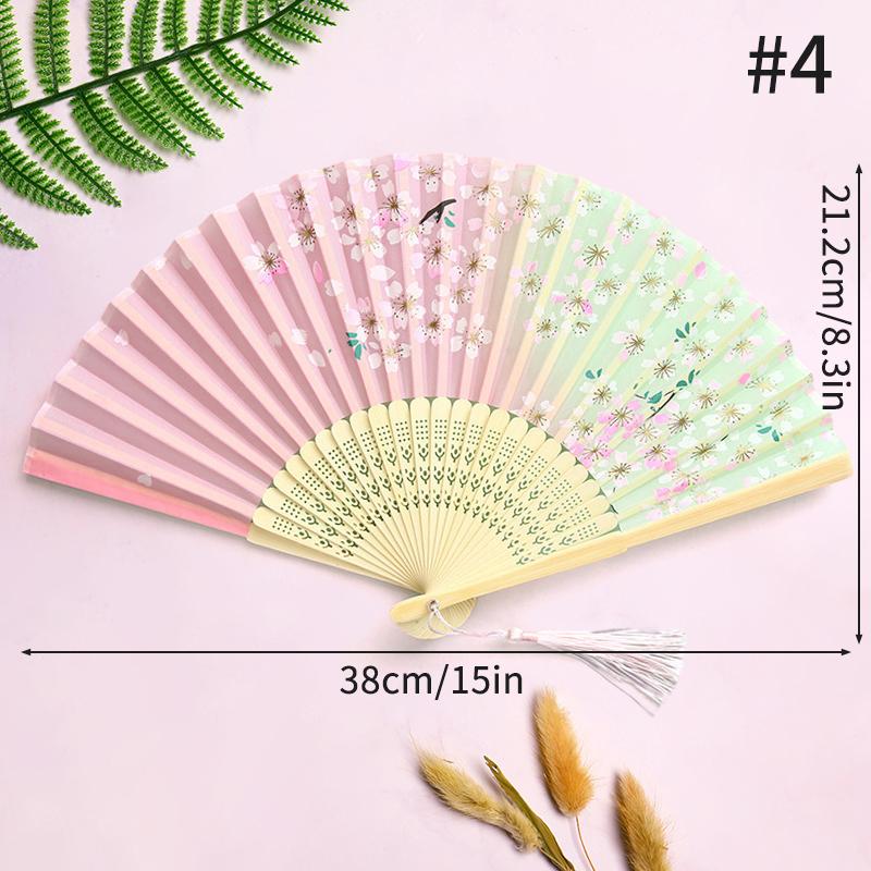 Folding Fan Lace Flower Decor Chinese Style Fan Hand Held Anitque Art Craft Japnese Summer Female Dance Home Party Decoration