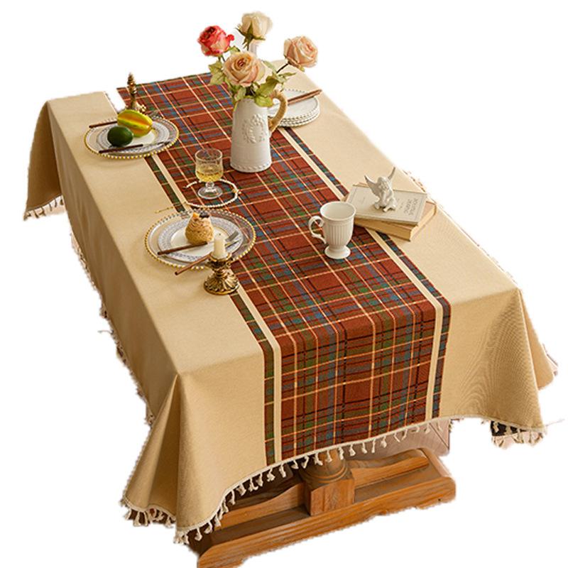 Cotton And Linen Texture Tablecloth Embroidery High-End Light Luxury Fabric Retro Dining Table Pastoral Cover
