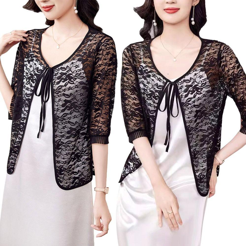 Breathable Summer Women's Cardigan Tie Up Sun Protection Clothing Extra Large Mesh Shawl  for Women