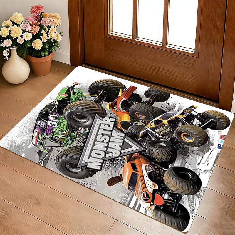 Monster Trucks Living Room Nonslip Area Rug Soft Carpet For Bedroom Game Playroom Sofa Office Home Decor Doormat Christmas Gift C92689
