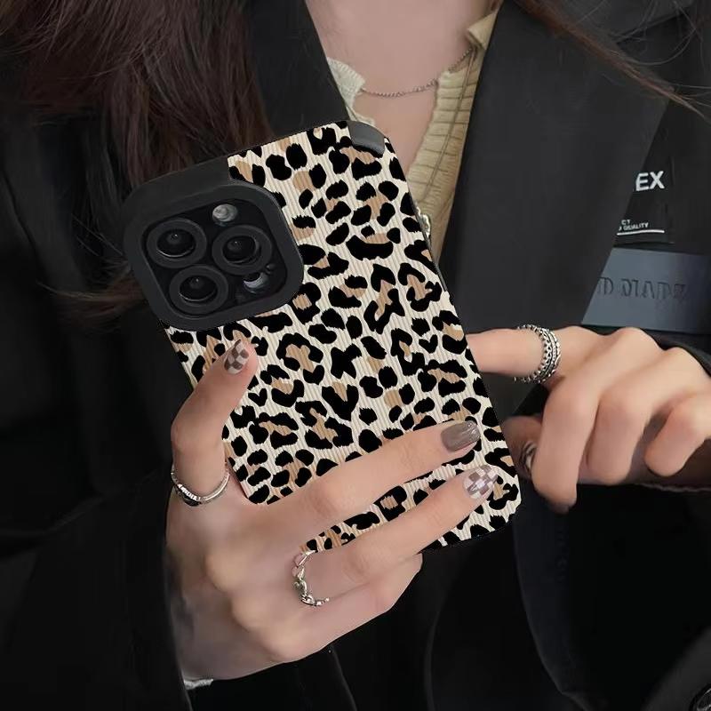 Creative Leopard Cow Silicone Leather Case For iPhone 16 15 14 13 17 Pro Max Air 11 12 Mini Soft Shockproof Cover